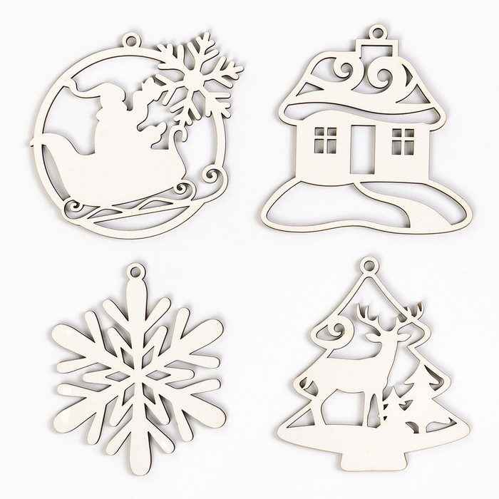 Ёлочная игрушка новогодняя , 4 шт, набор, новогодний Ёлочная игрушка новогодняя , 4 шт, набор, новогодний