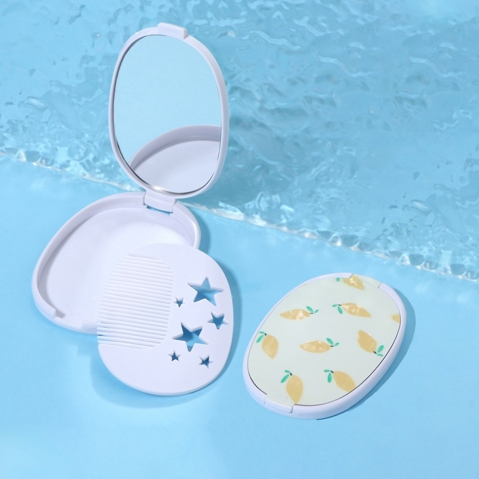 Зеркало складное &laquo;Лимон&raquo;, с расчёской, 6,5 &times; 9,5 см