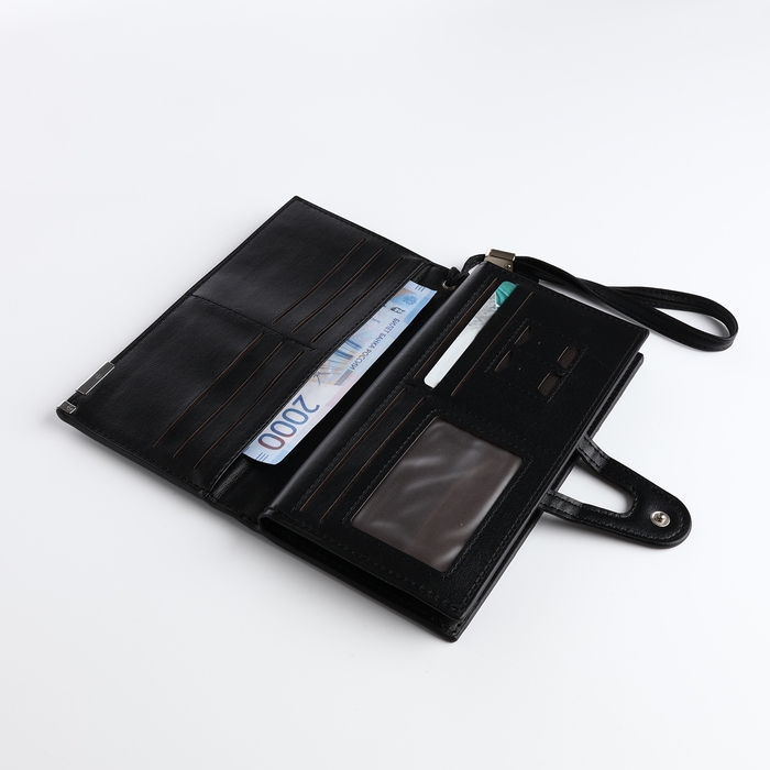 Портмоне мужское на магните, отделение для сим-карт, цвет чёрный Портмоне мужское на магните, отделение для сим-карт, цвет чёрный