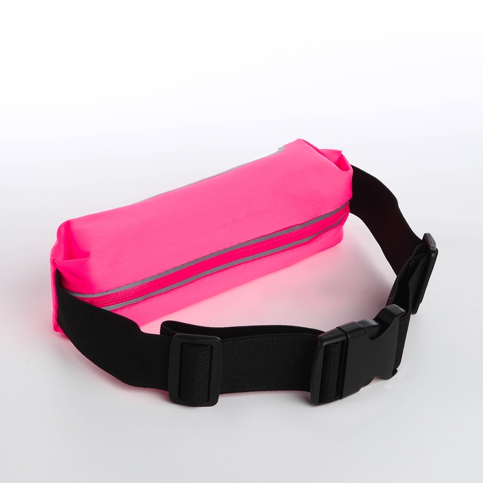Сумка поясная на молнии, светоотражающие элементы, цвет розовый