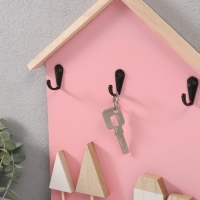 Крючки декоративные дерево "Домики и деревья" розовый 28х33,5 см