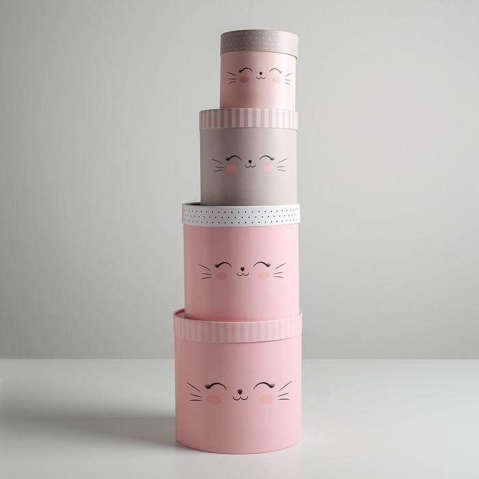 Набор коробок из тонкого картона 4 в 1, упаковка подарочная, &laquo;Мордочки&raquo;, 12 х 12 - 20 х 20 см