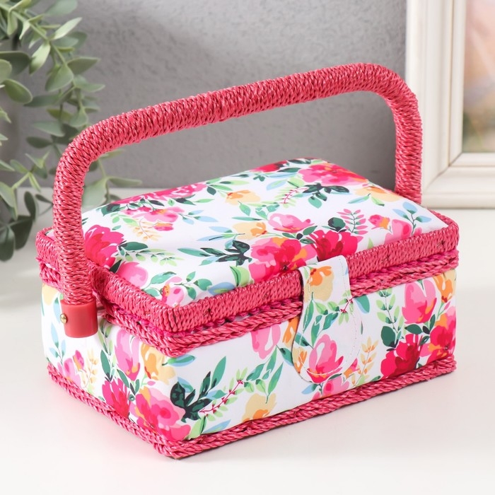 Шкатулка для рукоделия Шкатулка для рукоделия "Акварельные цветы" 18х12х9,5 см