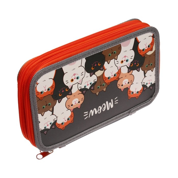 Пенал 2 секции, 125 х 205 х 40 мм, Calligrata 30П26/2 Пенал 2 секции, 125 х 205 х 40 мм, Calligrata 30П26/2 "Коты", ламинированный картон