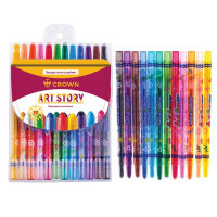 Мелки восковые 12 цветов Crown Art Story, выкручивающийся стержень Мелки восковые 12 цветов Crown Art Story, выкручивающийся стержень