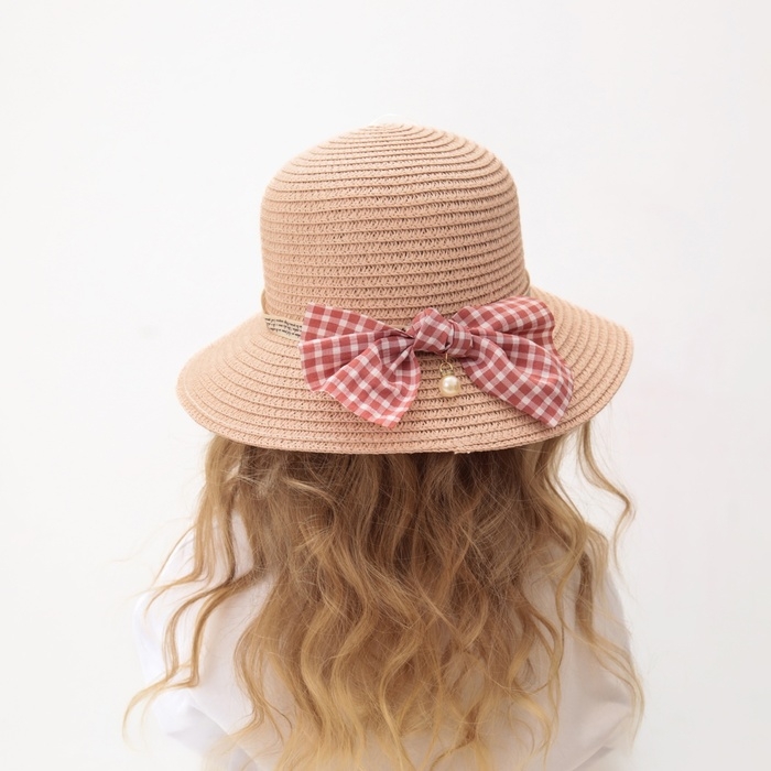 Шляпа для девочки MINAKU с бантом, цвет розовый, р-р 52 Шляпа для девочки MINAKU с бантом, цвет розовый, р-р 52