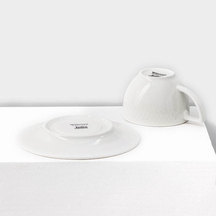 Набор кофейный фарфоровый на 6 персон Wilmax &laquo;Юлия Высоцкая&raquo;, 12 предметов: 6 чашек 170 мл, 6 блюдец d=14,1 см, цвет белый