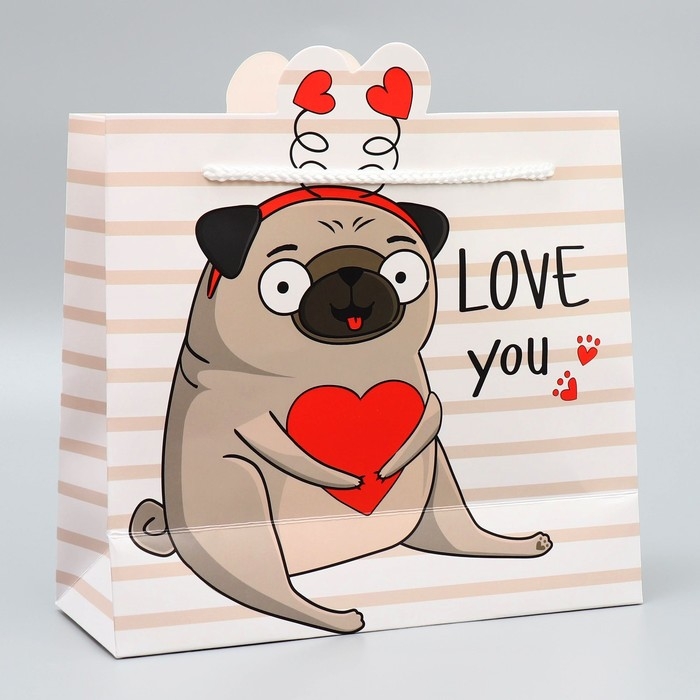 Пакет подарочный, упаковка, &laquo;Love you&raquo;, 25 х 26 х 10 см