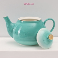 Сервиз фарфоровый чайный Доляна &laquo;Млечный путь&raquo;, 15 предметов: 6 чашек 220 мл, 6 блюдец d=13,5 см, молочник 300 мл, сахарница 350 мл, чайник 1000 мл, цвет бирюзовый