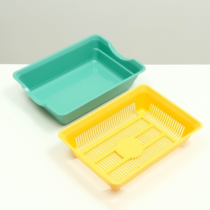 Туалет глубокий с сеткой 36 х 25 х 9 см, жёлтый/ярко-зелёный