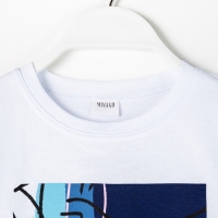 Футболка детская MINAKU Colors, цвет белый/голубой, рост 104