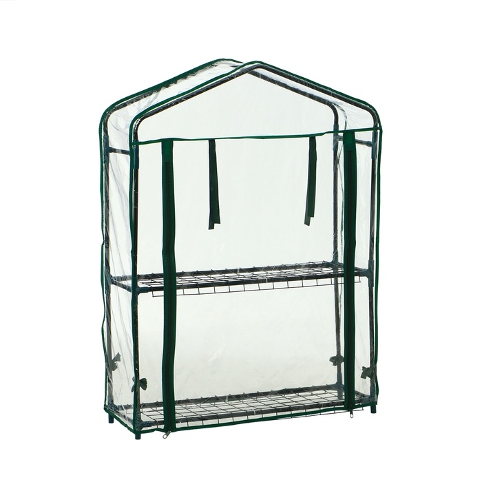Парник-стеллаж, 2 полки, 93 &times; 22 &times; 69 см, металлический каркас d = 12 мм, чехол плёнка 80 мкм, Greengo