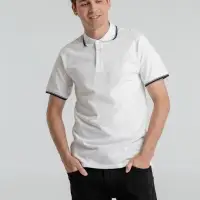 Рубашка поло мужская с контрастной отделкой Practice 270, белый/темно-синий, размер M