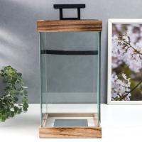 Подсвечник металл, стекло "Эко лайт" 17х17х32см