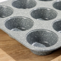 Форма для выпечки &laquo;Элин Мрамор. Кекс&raquo;, 35&times;26,5&times;3 см, 12 ячеек, антипригарное покрытие, цвет серый