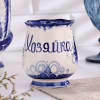 Кружка "Утро Хозяйка", 0,3 л, 11х12 см, гжель, фарфор Кружка "Утро Хозяйка", 0,3 л, 11х12 см, гжель, фарфор