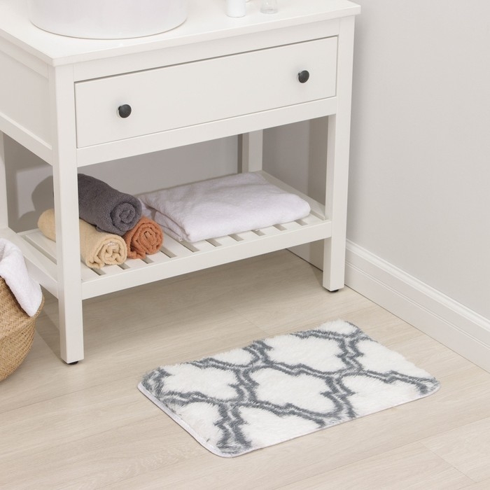 Коврик Доляна «Вензель», 40×60 см, цвет белый Коврик Доляна «Вензель», 40×60 см, цвет белый