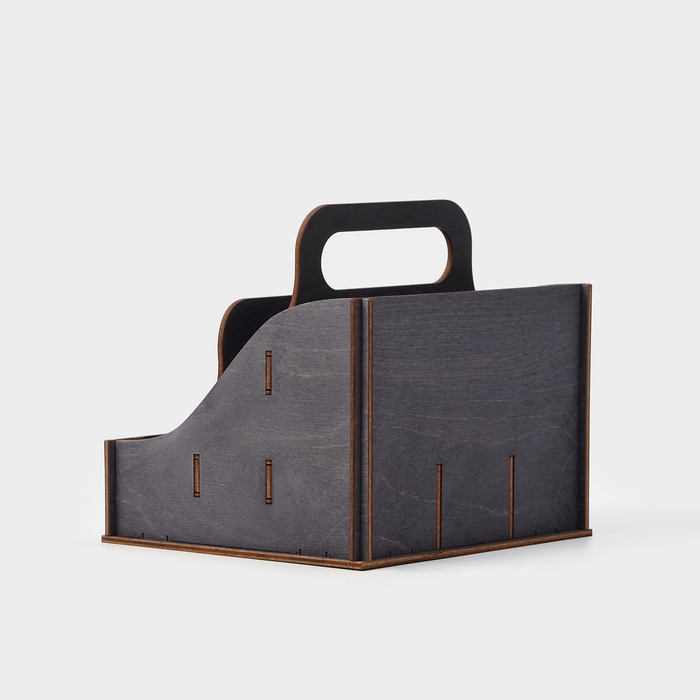 Подставка - органайзер деревянный для специй с ручкой Доляна, 17&times;16&times;16 см, цвет тёмный