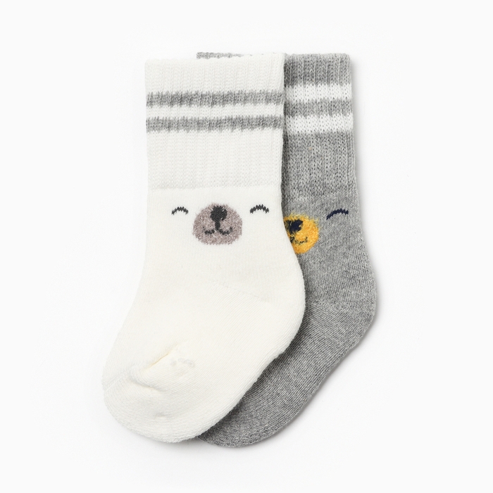 Набор махровых носков Крошка Я Basic Line, 2 пары, 12-24 мес., молочный/серый Набор махровых носков Крошка Я Basic Line, 2 пары, 12-24 мес., молочный/серый
