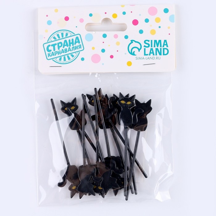 Шпажки «Кот», в наборе 12 шт., цвет чёрный Шпажки «Кот», в наборе 12 шт., цвет чёрный
