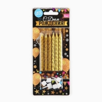 Свечи для торта, &laquo;С днем рождения&raquo;, 6 шт., 7,5 х 0,5 см