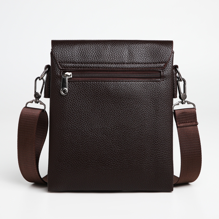 Сумка мужская через плечо TEXTURA, наружный карман, цвет коричневый