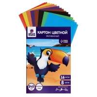 Картон цветной А4, 16 листов, 8 цветов, 240 г/м2, мелованный, в папке Картон цветной А4, 16 листов, 8 цветов, 240 г/м2, мелованный, в папке