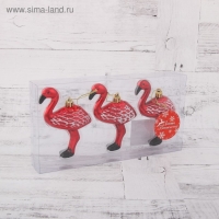Украшение ёлочное "Фламинго" (набор 3 шт) 11х6,5 см, красный