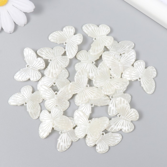 Декор для творчества пластик Декор для творчества пластик "Бабочки жемчужные" набор 20 шт 2,7х2,7 см