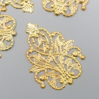 Декоративный элемент "Орнамент", цвет золото 3,5х4,8 см Декоративный элемент "Орнамент", цвет золото 3,5х4,8 см