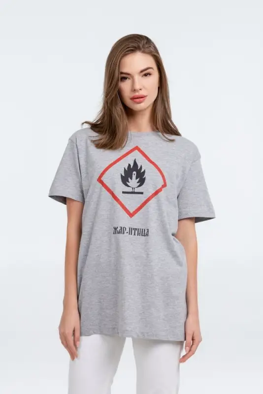 Футболка &laquo;Жар-птица&raquo;, серый меланж, размер S