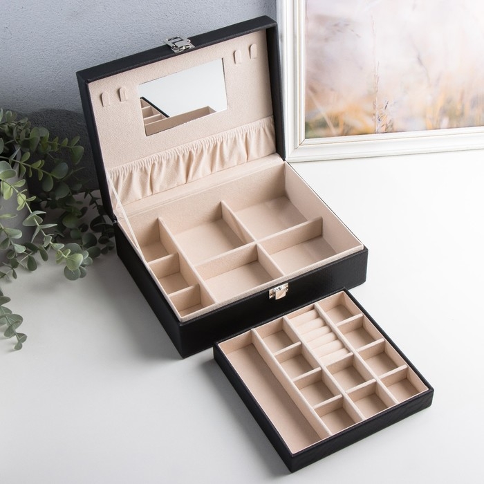 Шкатулка кожзам для украшений Шкатулка кожзам для украшений "Текстура" 8х29х23,5 см