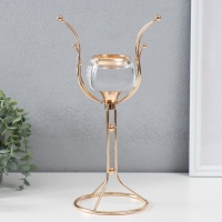 Подсвечник металл, акрил на 1 свечу d=5 см "Флора" золото 17х12х30,5 см Подсвечник металл, акрил на 1 свечу d=5 см "Флора" золото 17х12х30,5 см