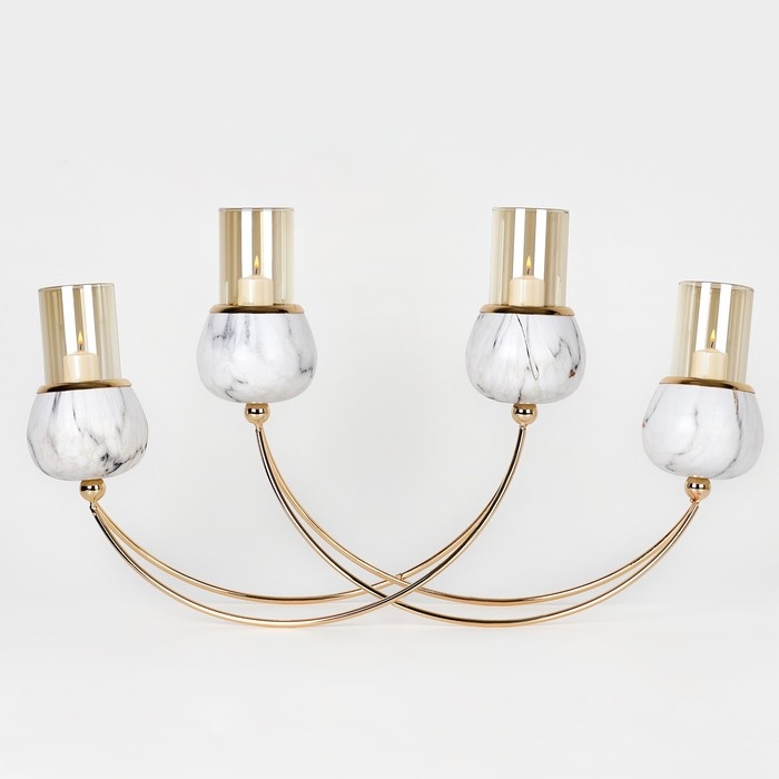 Подсвечник металл, стекло &laquo;Сплетение&raquo; на 4 свечи 47 х 10 х 28 см