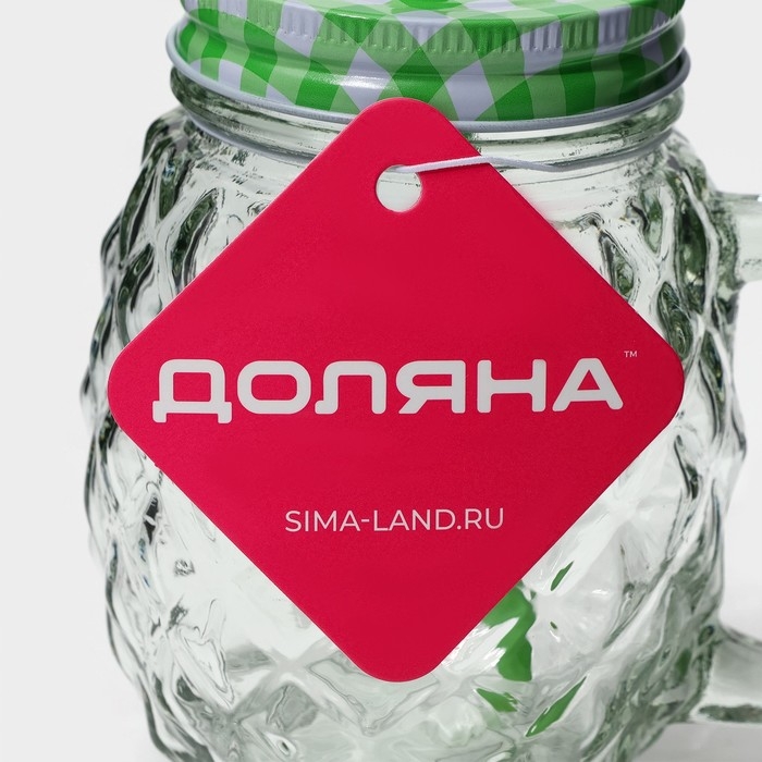 Кружка стеклянная с крышкой и трубочкой Доляна «Ананас», 500 мл, 11×8,5×13 см, цвет МИКС Кружка стеклянная с крышкой и трубочкой Доляна «Ананас», 500 мл, 11×8,5×13 см, цвет МИКС