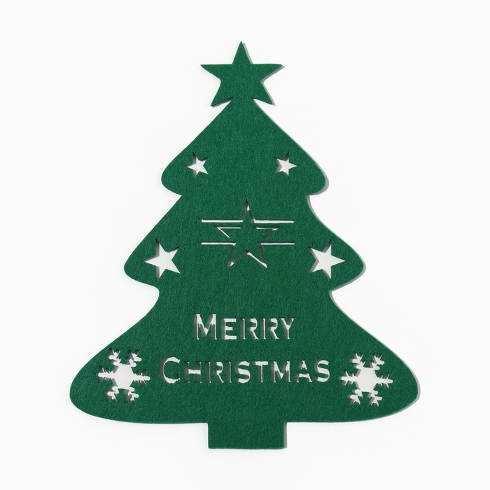 Новый год.Декор столовых предметов Новый год.Декор столовых предметов "Елка" цв.зелен 20х17см 100%п/э, фетр
