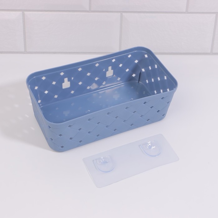 Органайзер для хранения, навесной, 1 секция, с клеевыми крючками, 21,5 &times; 11,5 &times; 7,5 см, цвет МИКС