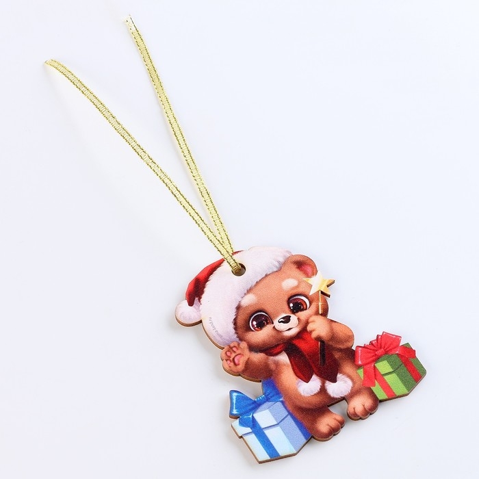 Ёлочная игрушка - подвеска деревянная «Новый год! Мишутка» Ёлочная игрушка - подвеска деревянная «Новый год! Мишутка»