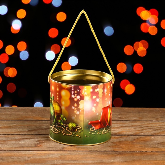 Новый год. Подарочная коробка, тубус &laquo;Новогодние игрушки&raquo; 120 х 120 мм (100 мм внутр. высота).