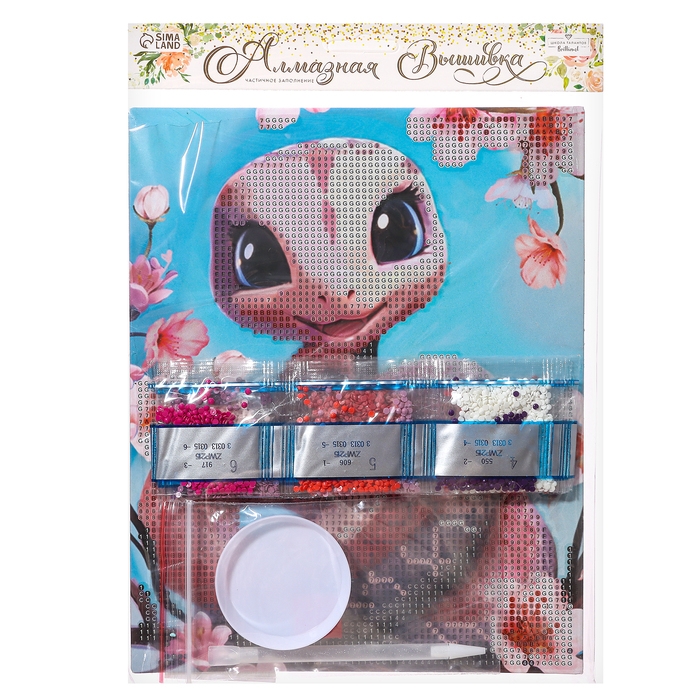 Алмазная мозаика на новый год с частичным заполнением &laquo;Розовая змейка&raquo;, 20 х 25 см, новогодний набор для творчества