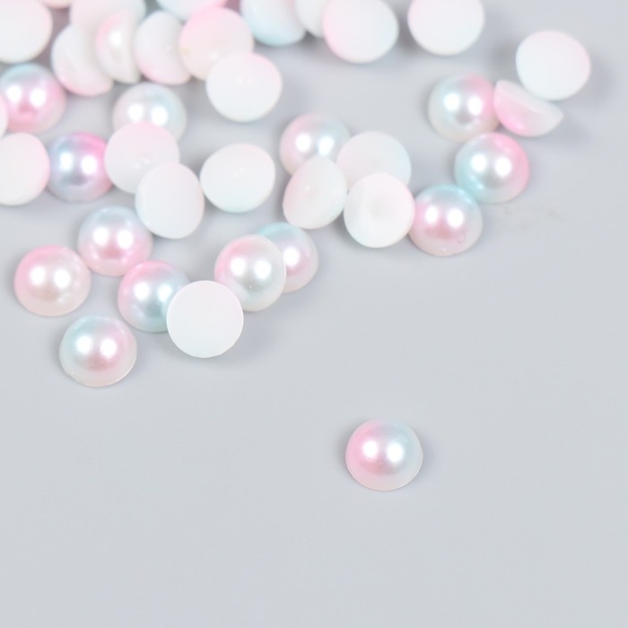 Декор "Полубусины и стразы. Градиент розово-голубой" d=6 мм 10г 200 шт 5х2,5 МИКС