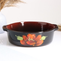 Емкость для запекания "Десерт большая" 2,25л / 25,5х8см, мак на черном Емкость для запекания "Десерт большая" 2,25л / 25,5х8см, мак на черном