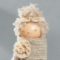 Кукла интерьерная "Девушка с кудряшками, платье в горох, с сердцем" 48,5х14х17 см Кукла интерьерная "Девушка с кудряшками, платье в горох, с сердцем" 48,5х14х17 см