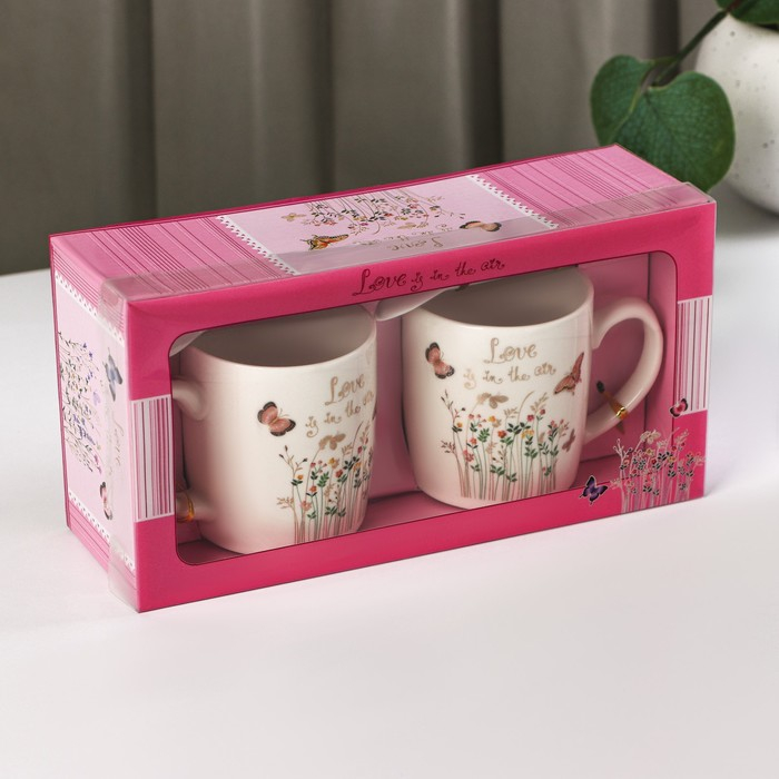 Набор кружек керамических с ложками &laquo;Весна&raquo;, 2 предмета: 200 мл, рисунок МИКС