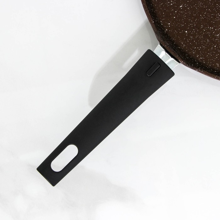 Сковорода блинная, d=24 см, пластиковая ручка, антипригарное покрытие, цвет кофейный мрамор