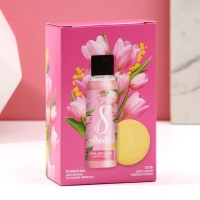 Подарочный набор косметики &laquo;С 8 Марта!&raquo;, гель для душа 100 мл и бомбочка для ванны 40 г, ЧИСТОЕ СЧАСТЬЕ