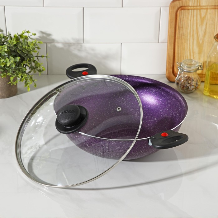 Казан, 4 л, d=28 см, стеклянная крышка, две съёмные ручки, цвет фиолетовый Казан, 4 л, d=28 см, стеклянная крышка, две съёмные ручки, цвет фиолетовый