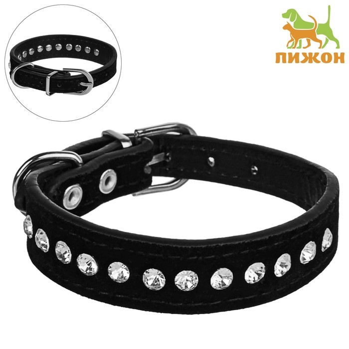 Ошейник Ошейник "Бархат и стразы", 31 х 1,3/2 см, ОШ 22-28 см, чёрный