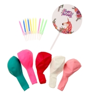 Набор для украшения стола &laquo;Единорог&raquo;: свечи, топпер, шары, в наборе 16 шт.