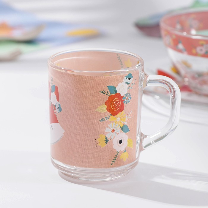 Набор детской посуды Доляна &laquo;Лисёнок&raquo;, 3 предмета: миска 450 мл, тарелка d=20 см, кружка 200 мл